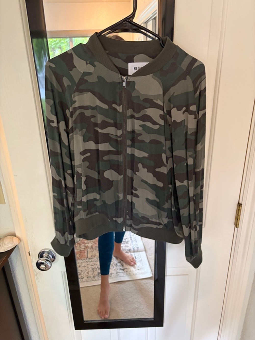 BB Dakota Green Camouflage Zip Bomber Jacket